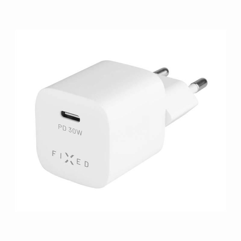 Nabíječka do sítě FIXED Mini 1xUSB-C PD 30W USB-C kabel 1m bílá