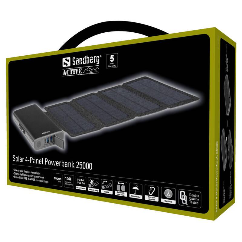 Powerbank Sandberg Solar 4-Panel 25000 mAh černá
