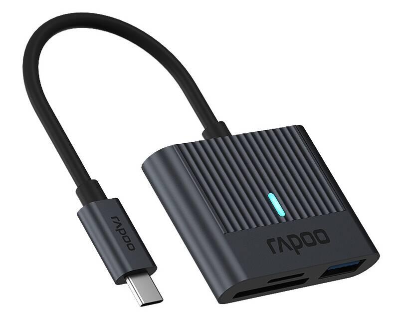 Redukce Rapoo USB-C USB-A, SD, Micro SD černá, Redukce, Rapoo, USB-C, USB-A, SD, Micro, SD, černá