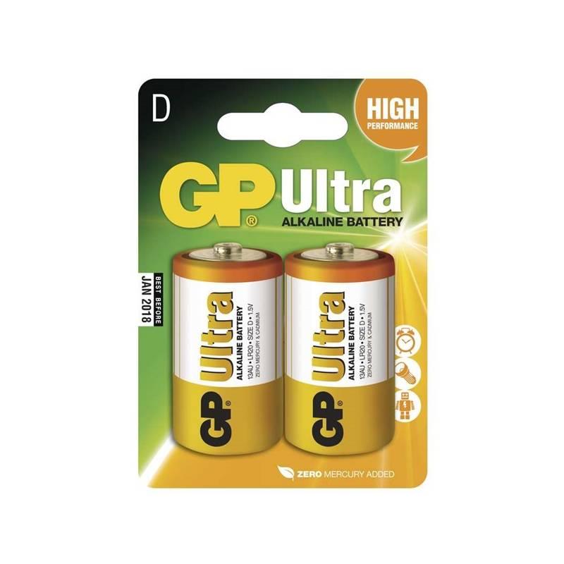 Baterie alkalická GP Ultra D, LR20, blistr 2ks, Baterie, alkalická, GP, Ultra, D, LR20, blistr, 2ks