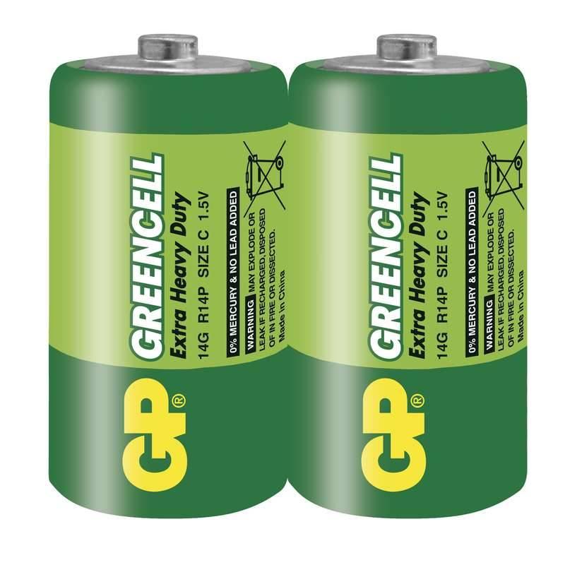 Baterie zinkochloridová GP Greencell C, R14, fólie 2ks, Baterie, zinkochloridová, GP, Greencell, C, R14, fólie, 2ks