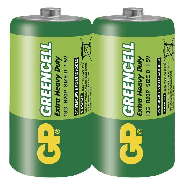 Baterie zinkochloridová GP Greencell D, R20, fólie 2ks, Baterie, zinkochloridová, GP, Greencell, D, R20, fólie, 2ks