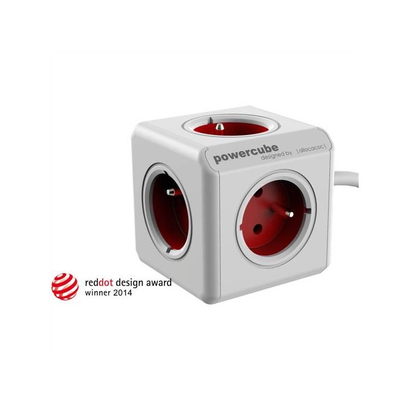 Kabel prodlužovací Powercube Extended, 5x zásuvka, 1,5m bílý červený