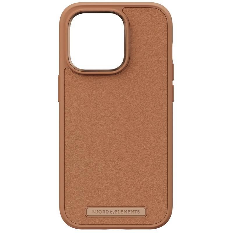 Kryt na mobil Njord Genuine Leather na Apple iPhone 14 Pro - cognac