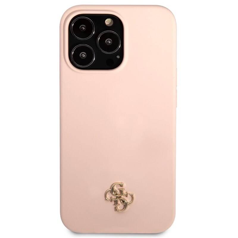 Kryt na mobil Guess 4G Metal Logo na Apple iPhone 13 Pro růžový
