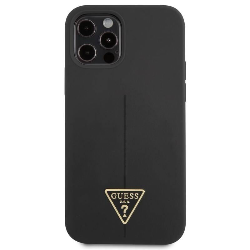 Kryt na mobil Guess Line Triangle na Apple iPhone 12 12 Pro černý