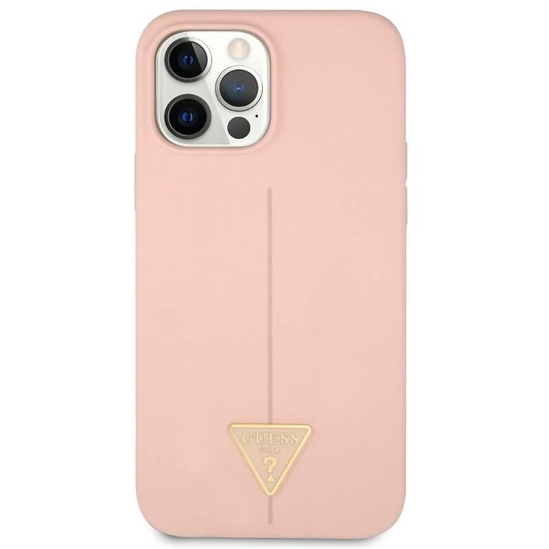 Kryt na mobil Guess Line Triangle na Apple iPhone 12 12 Pro růžový