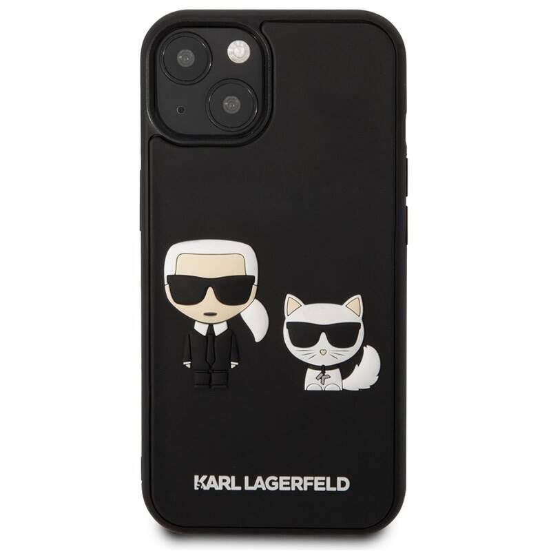 Kryt na mobil Karl Lagerfeld and Choupette 3D na Apple iPhone 13 černý