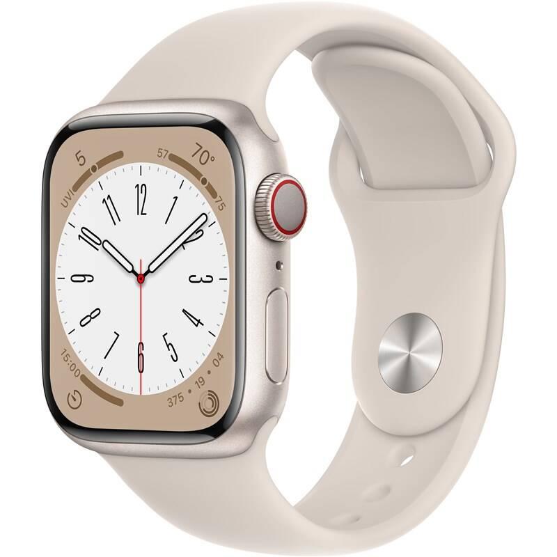 Chytré hodinky Apple Watch Series 8 GPS Cellular 45mm pouzdro z hvězdně bílého hliníku - hvězdně bílý sportovní řemínek