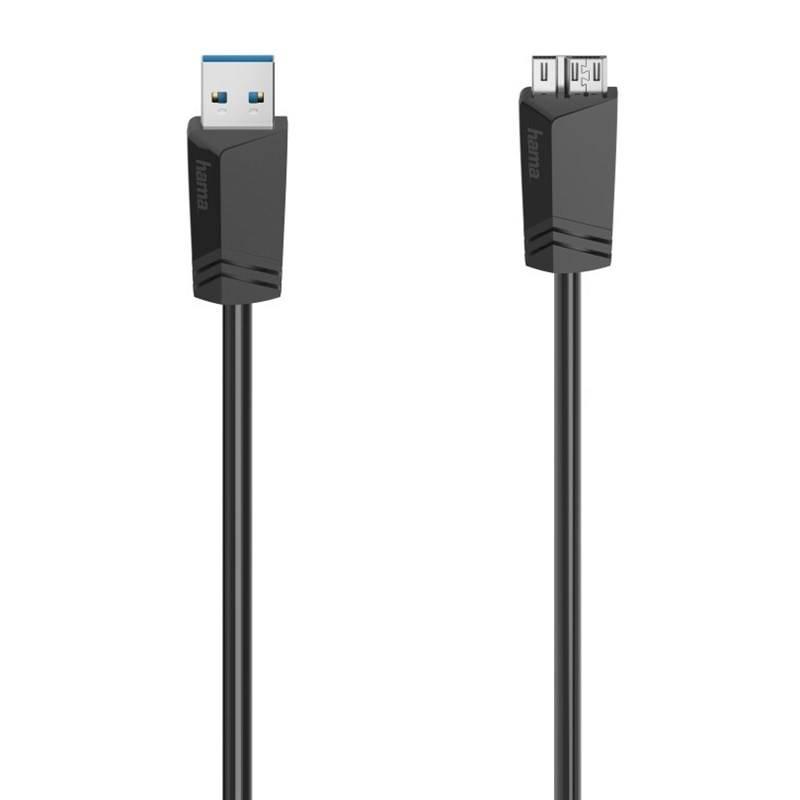 Kabel Hama USB-A USB 3.0 micro-B, 0,75 m černý, Kabel, Hama, USB-A, USB, 3.0, micro-B, 0,75, m, černý
