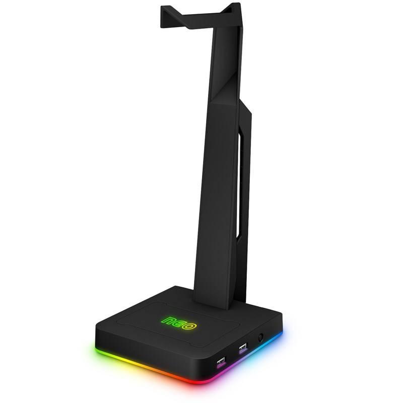 Stojánek Connect IT NEO Stand-It RGB na sluchátka USB hub černý