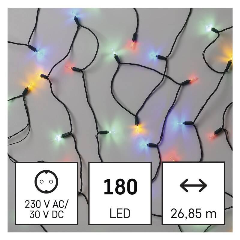 Vánoční osvětlení EMOS 180 LED řetěz - 26,85 m, tradiční, venkovní i vnitřní, multicolor