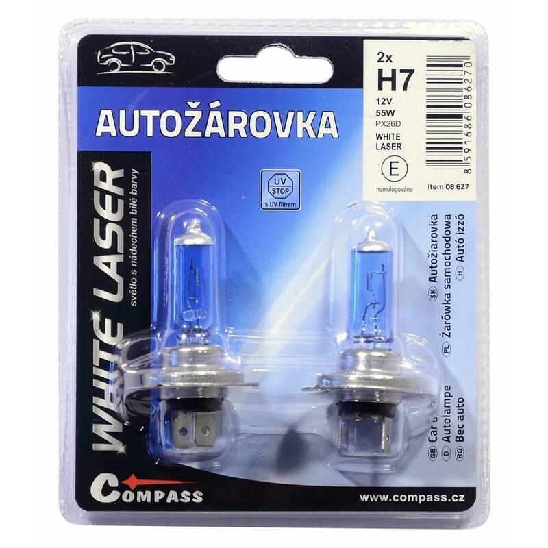 Autožárovka Compass 08627 12V H7 55W PX26d WHITE LASER 2ks, Autožárovka, Compass, 08627, 12V, H7, 55W, PX26d, WHITE, LASER, 2ks