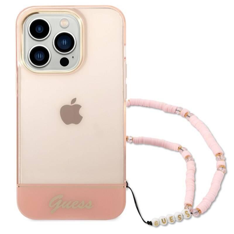 Kryt na mobil Guess Camera Outline Translucent na Apple iPhone 14 Pro Max růžový