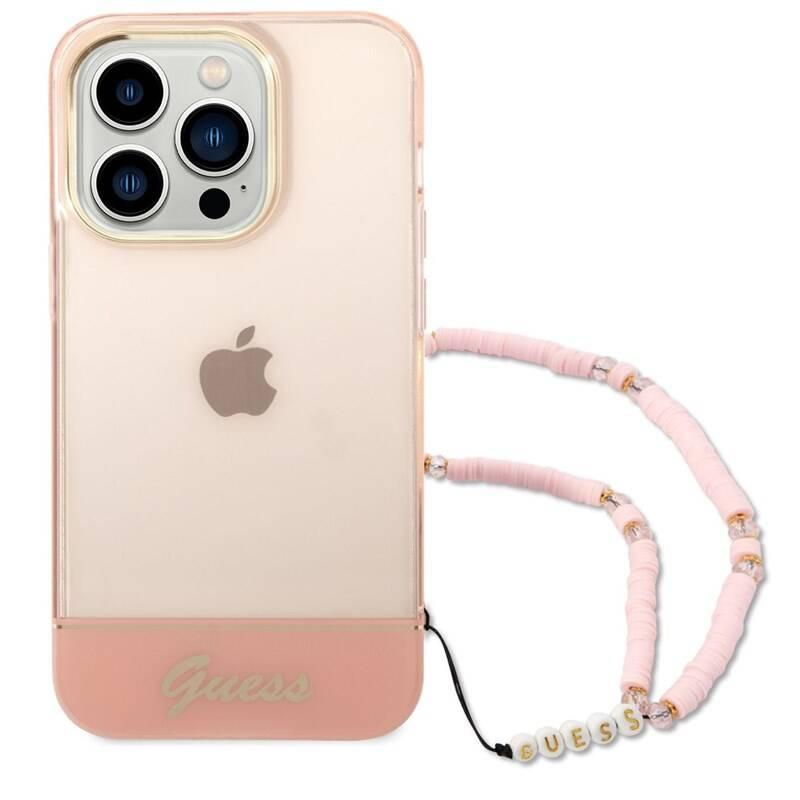 Kryt na mobil Guess Camera Outline Translucent na Apple iPhone 14 Pro růžový