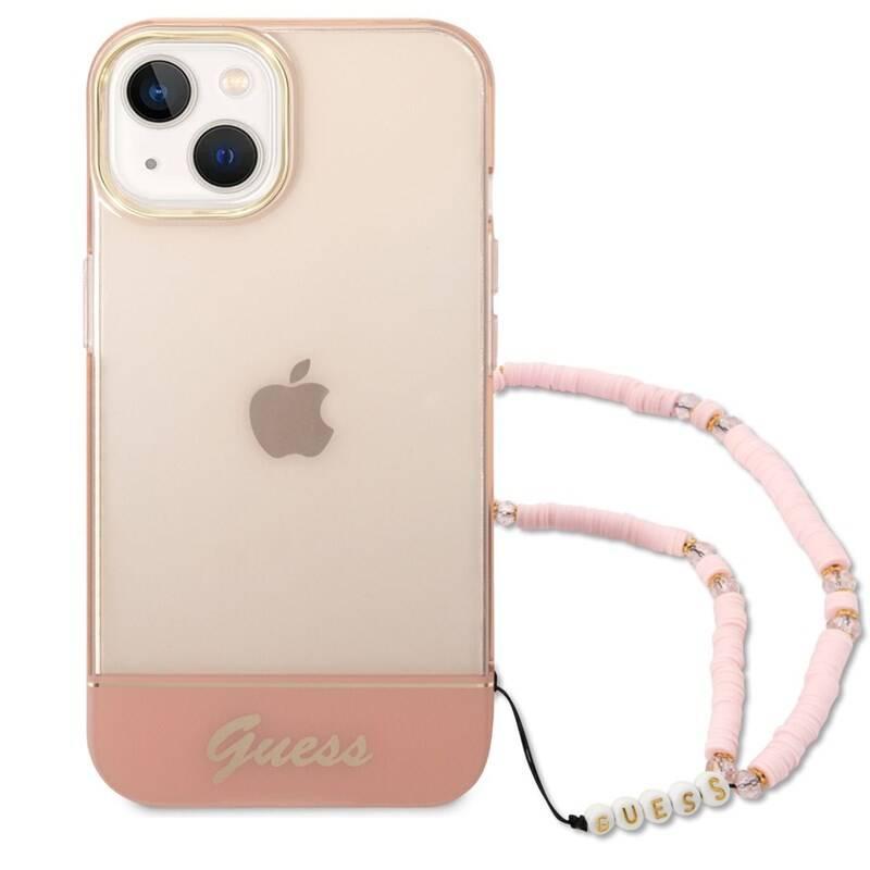 Kryt na mobil Guess Camera Outline Translucent na Apple iPhone 14 růžový