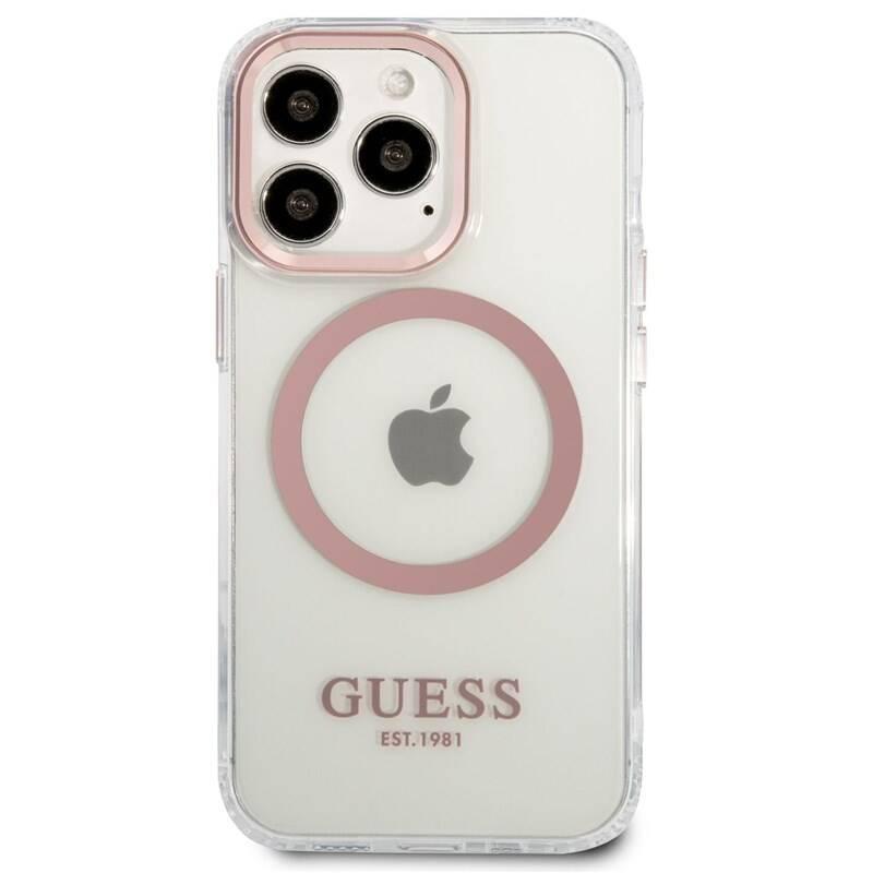 Kryt na mobil Guess Translucent MagSafe na Apple iPhone 13 Pro růžový, Kryt, na, mobil, Guess, Translucent, MagSafe, na, Apple, iPhone, 13, Pro, růžový