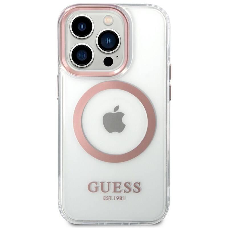 Kryt na mobil Guess Translucent MagSafe na Apple iPhone 14 Pro růžový, Kryt, na, mobil, Guess, Translucent, MagSafe, na, Apple, iPhone, 14, Pro, růžový