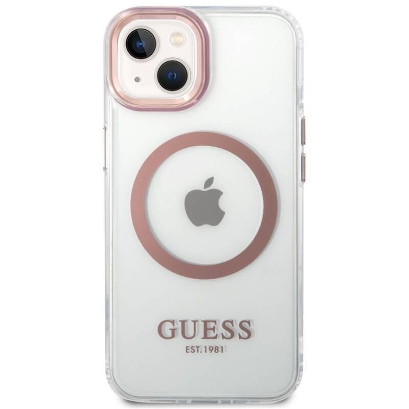 Kryt na mobil Guess Translucent MagSafe na Apple iPhone 14 růžový