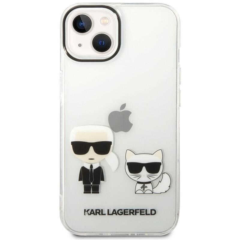 Kryt na mobil Karl Lagerfeld Ikonik Karl and Choupette na Apple iPhone 14 průhledný
