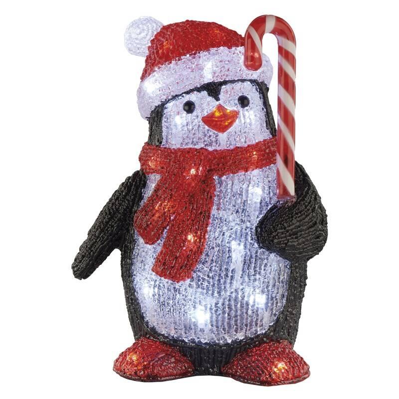 LED dekorace EMOS 30 LED vánoční tučňák, 30,5 cm, venkovní i vnitřní, studená bílá