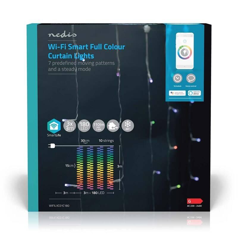 Vánoční osvětlení Nedis SmartLife LED, Wi-Fi, RGB, 180 LED, 3 m, Android IOS