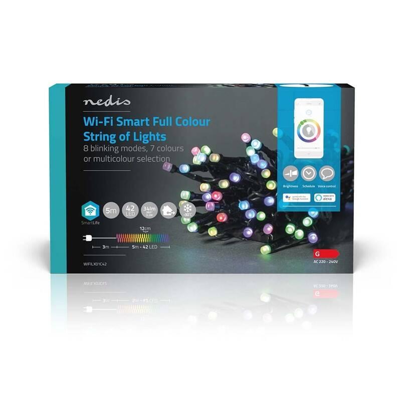 Vánoční osvětlení Nedis SmartLife LED, Wi-Fi, RGB, 42 LED, 5 m, Android IOS, Vánoční, osvětlení, Nedis, SmartLife, LED, Wi-Fi, RGB, 42, LED, 5, m, Android, IOS