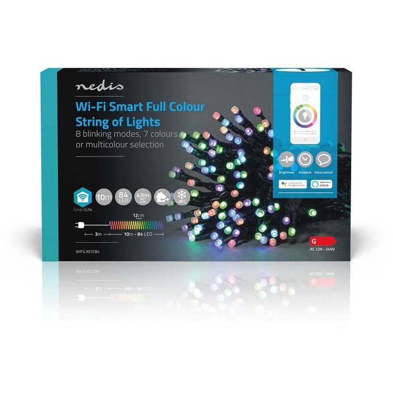 Vánoční osvětlení Nedis SmartLife LED, Wi-Fi, RGB, 84 LED, 10 m, Android IOS