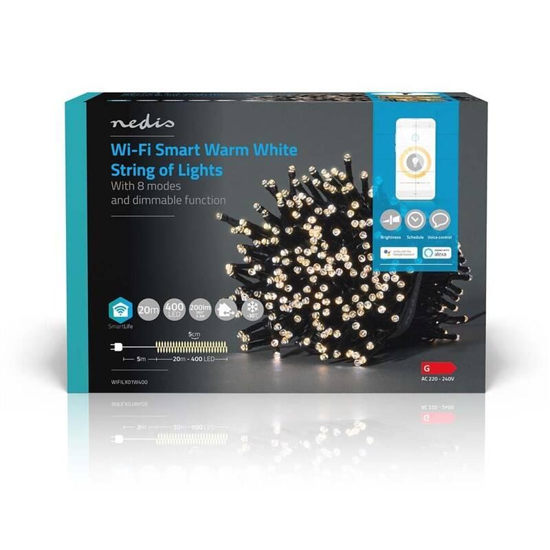 Vánoční osvětlení Nedis SmartLife LED, Wi-Fi, Teplá bílá, 400 LED, 20 m, Android IOS, Vánoční, osvětlení, Nedis, SmartLife, LED, Wi-Fi, Teplá, bílá, 400, LED, 20, m, Android, IOS