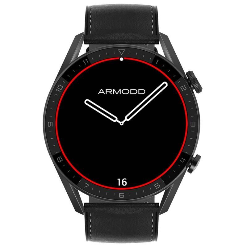 Chytré hodinky ARMODD Silentwatch 5 Pro černá s koženým řemínkem, Chytré, hodinky, ARMODD, Silentwatch, 5, Pro, černá, s, koženým, řemínkem