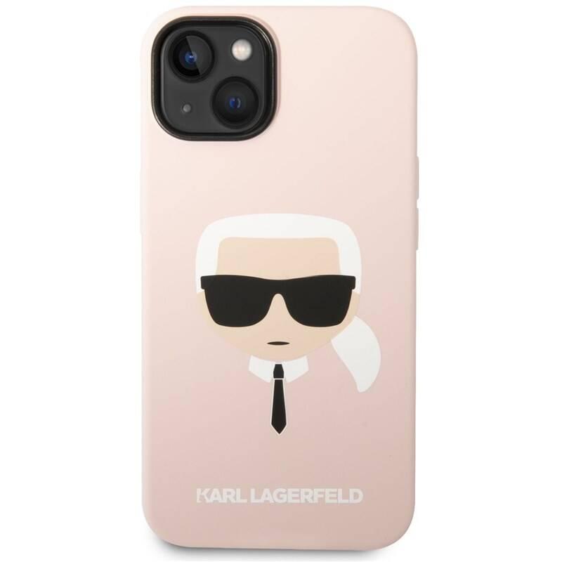Kryt na mobil Karl Lagerfeld Liquid Silicone Karl Head na Apple iPhone 14 Plus růžový