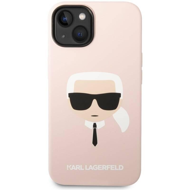 Kryt na mobil Karl Lagerfeld Liquid Silicone Karl Head na Apple iPhone 14 růžový