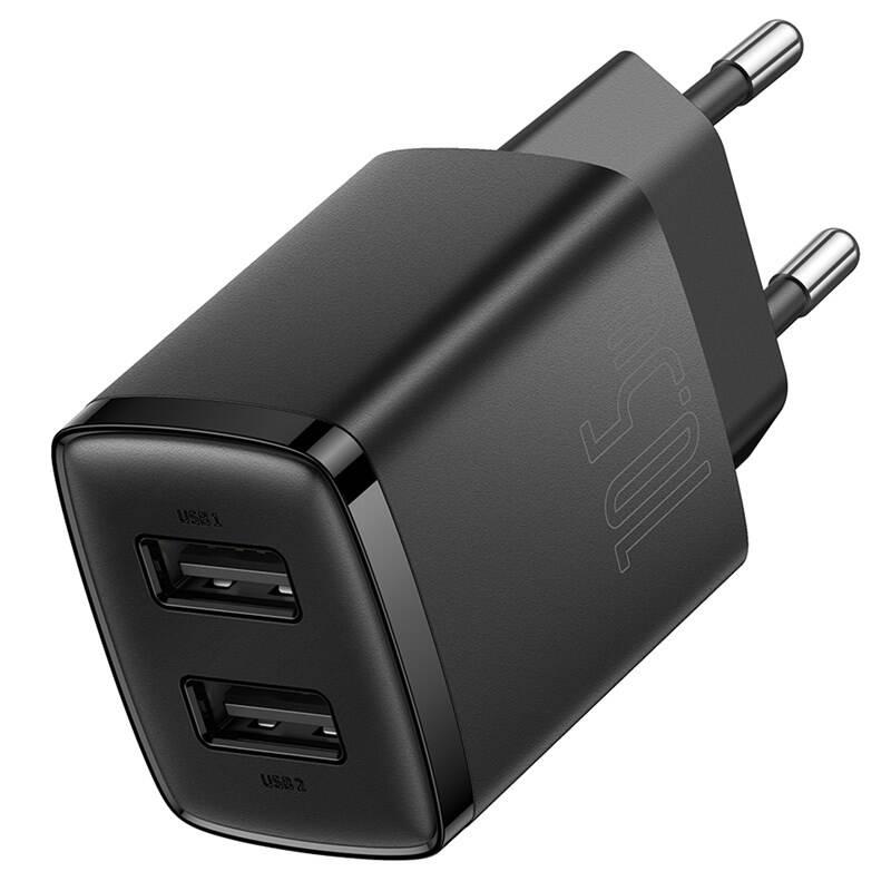 Nabíječka do sítě Baseus 2U 10.5W, 2xUSB černá