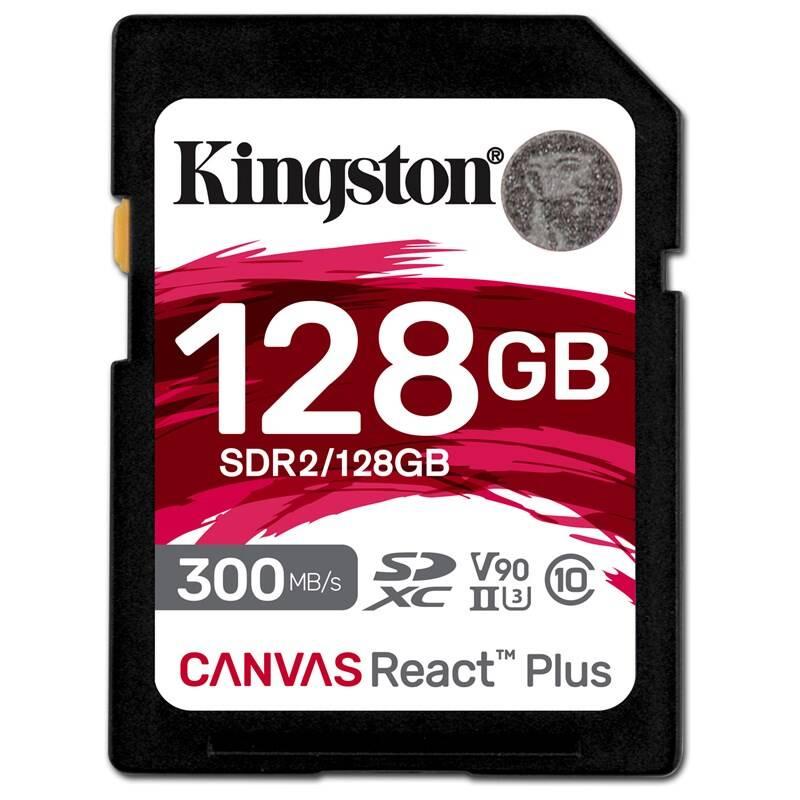 Paměťová karta Kingston Canvas React Plus 128GB SDXC UHS-II, Paměťová, karta, Kingston, Canvas, React, Plus, 128GB, SDXC, UHS-II