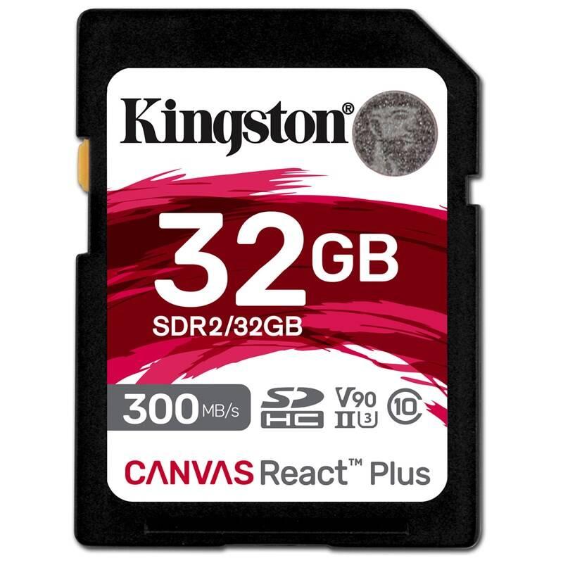 Paměťová karta Kingston Canvas React Plus 32GB SDHC UHS-II, Paměťová, karta, Kingston, Canvas, React, Plus, 32GB, SDHC, UHS-II