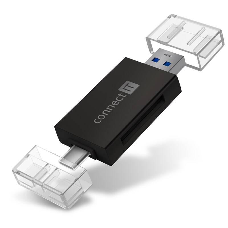Čtečka paměťových karet Connect IT USB-C USB-A černá, Čtečka, paměťových, karet, Connect, IT, USB-C, USB-A, černá