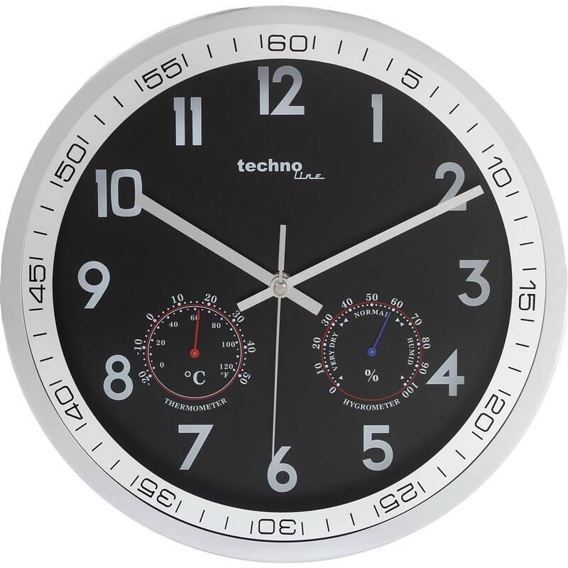 Nástěnné hodiny TechnoLine WT 7981 černé stříbrné, Nástěnné, hodiny, TechnoLine, WT, 7981, černé, stříbrné