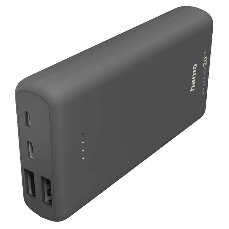 Powerbank Hama Supreme 20HD, 20000 mAh šedá