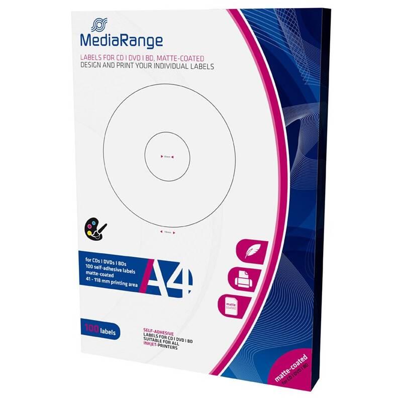 Etikety MediaRange CD DVD Blu-ray 41mm - 118mm 50 listů