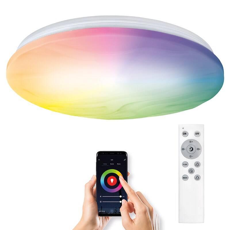 Stropní svítidlo Solight LED smart Wave, 30W, 2300lm, wifi, RGB CCT, dálkové ovládání