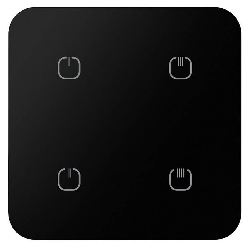 Ovladač INELS dotykový skleněný, oblé hrany, 4 tlačítka černý, Ovladač, INELS, dotykový, skleněný, oblé, hrany, 4, tlačítka, černý