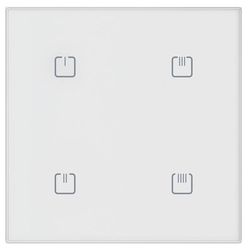 Ovladač INELS dotykový skleněný, ostré hrany, 4 tlačítka bílý, Ovladač, INELS, dotykový, skleněný, ostré, hrany, 4, tlačítka, bílý