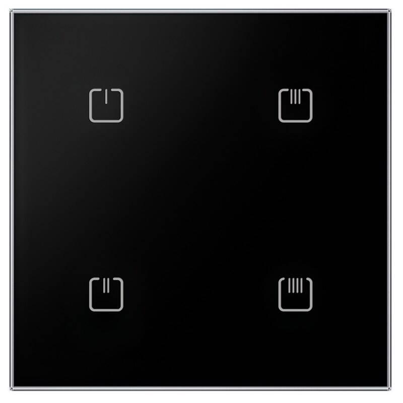 Ovladač INELS dotykový skleněný, ostré hrany, 4 tlačítka černý
