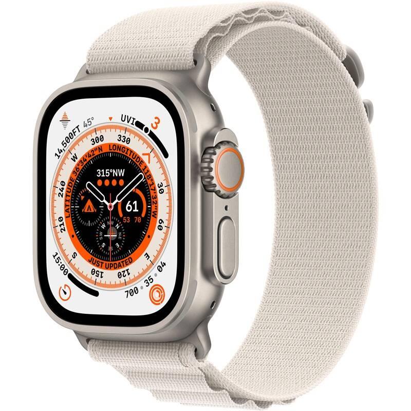 Chytré hodinky Apple Watch Ultra GPS Cellular, 49mm pouzdro z titanu - hvězdně bílý alpský tah - L, Chytré, hodinky, Apple, Watch, Ultra, GPS, Cellular, 49mm, pouzdro, z, titanu, hvězdně, bílý, alpský, tah, L