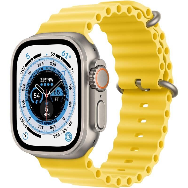 Chytré hodinky Apple Watch Ultra GPS Cellular, 49mm pouzdro z titanu - žlutý oceánský řemínek, Chytré, hodinky, Apple, Watch, Ultra, GPS, Cellular, 49mm, pouzdro, z, titanu, žlutý, oceánský, řemínek