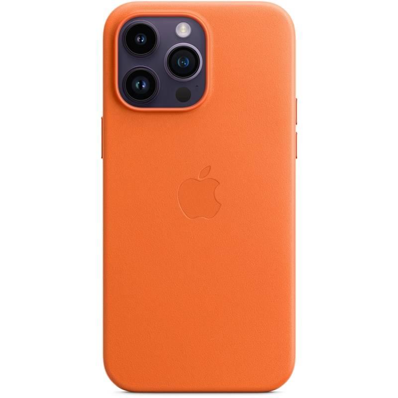 Kryt na mobil Apple Leather Case s MagSafe pro iPhone 14 Pro Max - oranžový