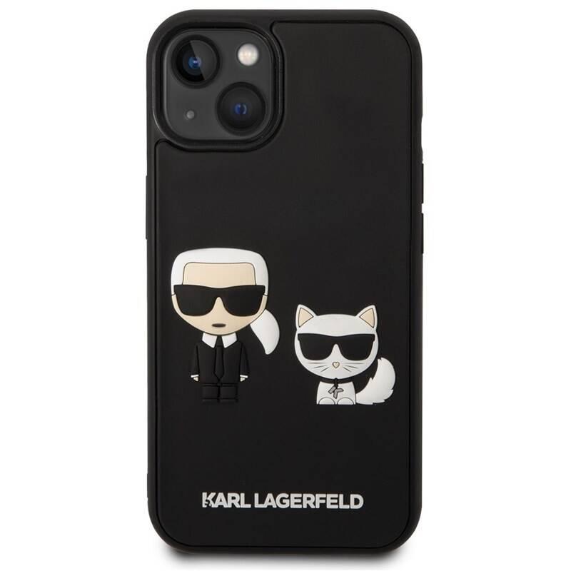 Kryt na mobil Karl Lagerfeld and Choupette 3D na Apple iPhone 14 černý
