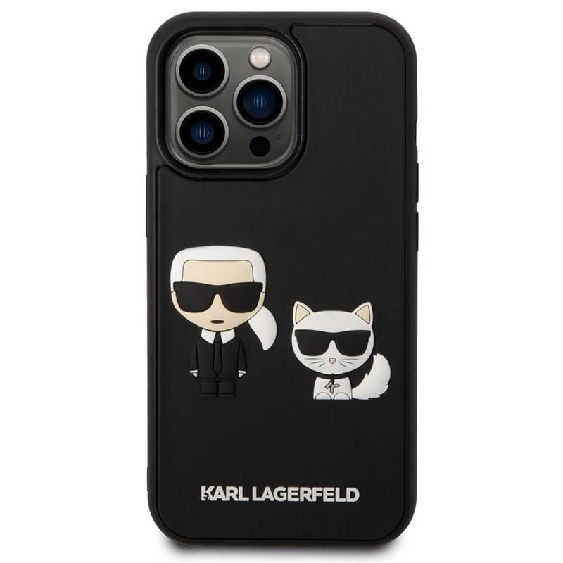 Kryt na mobil Karl Lagerfeld and Choupette 3D na Apple iPhone 14 Pro černý