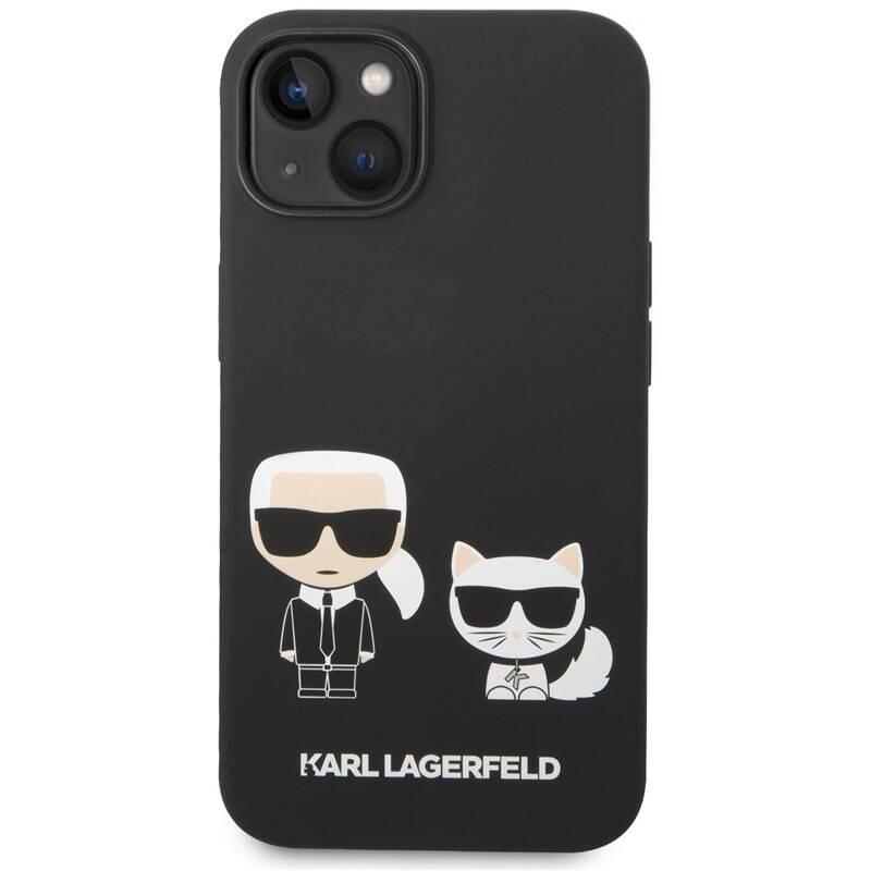 Kryt na mobil Karl Lagerfeld and Choupette Liquid Silicone na Apple iPhone 14 černý