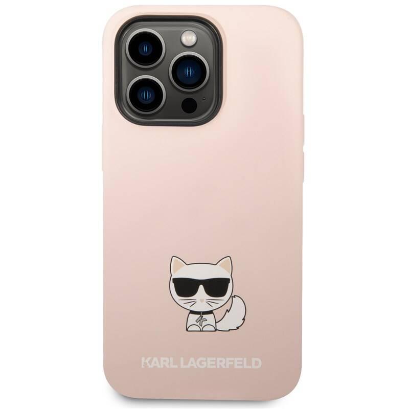 Kryt na mobil Karl Lagerfeld Liquid Silicone Choupette na Apple iPhone 14 Pro růžový